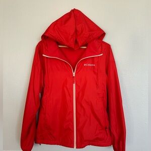 Women’s Columbia Crimson Zip-Up Windbreaker Hooded Cozy Fleece Lining Jacket